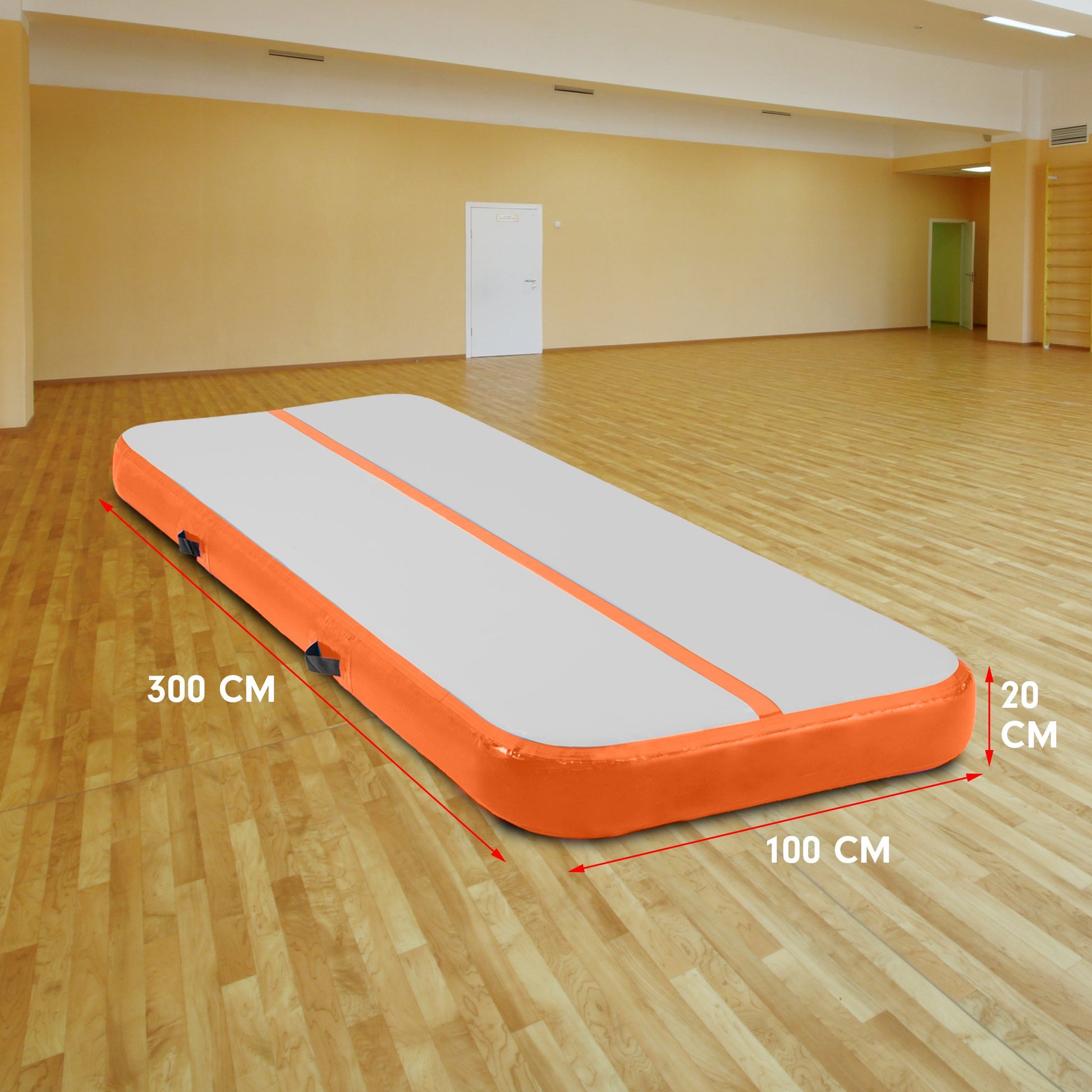 3m x 1m Air Track Inflatable Tumbling Mat Gymnastics - Orange Grey