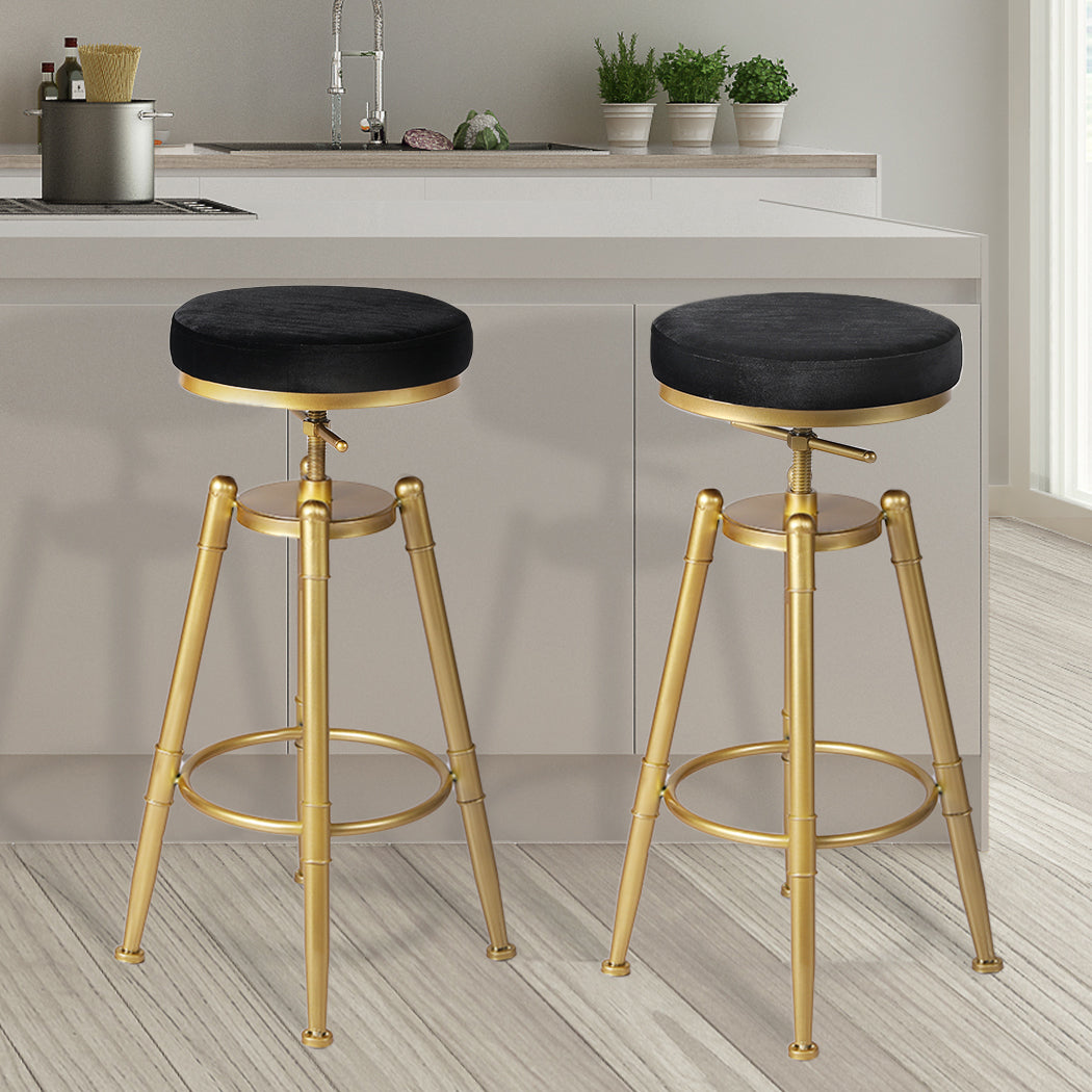 2x Bar Stools Kitchen Stool Chair Swivel Barstools Padded Seat