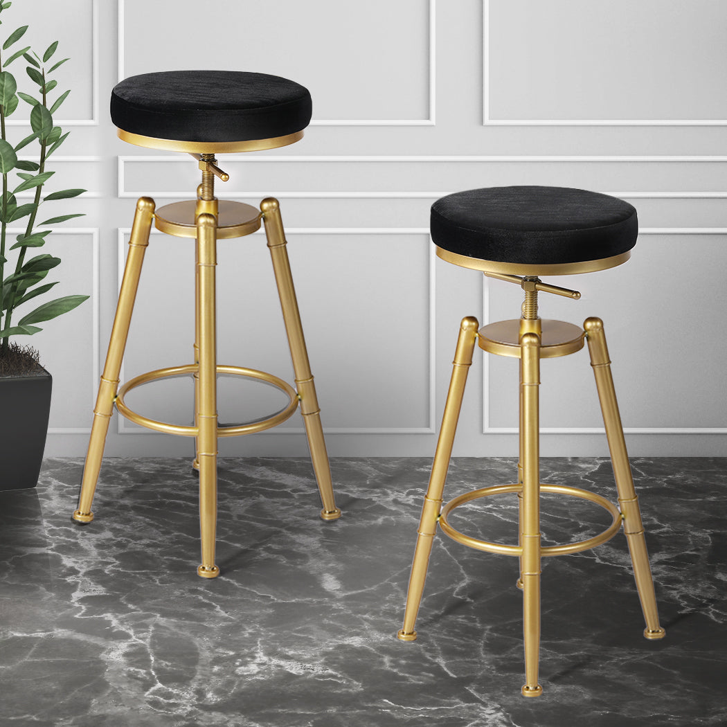 2x Bar Stools Kitchen Stool Chair Swivel Barstools Padded Seat