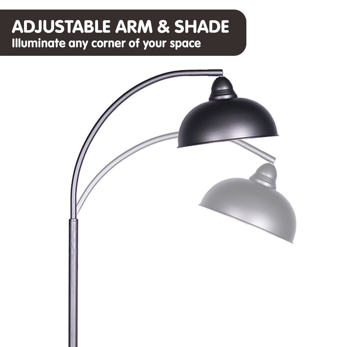 Sarantino Dark Grey Floor Lamp Industrial Chic Adjustable Angle