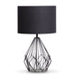 Sarantino Metal Wire Table Lamp in Black Finish With Black Drum Shade