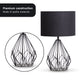 Sarantino Metal Wire Table Lamp in Black Finish With Black Drum Shade