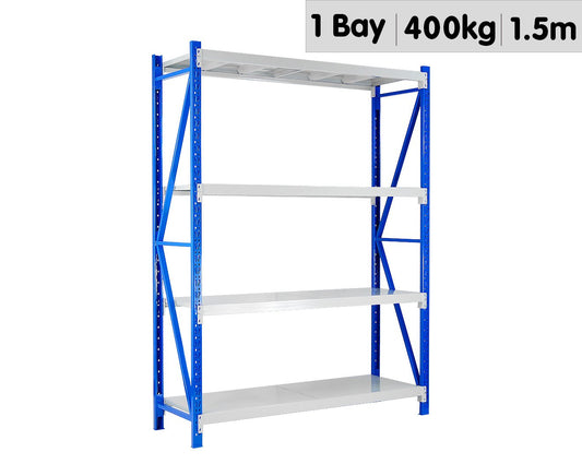 1 Bay Garage Storage Steel Rack Long Span Shelving 1.5m-wide 400kg