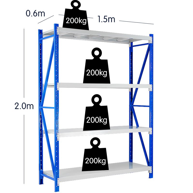 4 Bay Garage Storage Steel Rack Shelving 6.0m 800kg