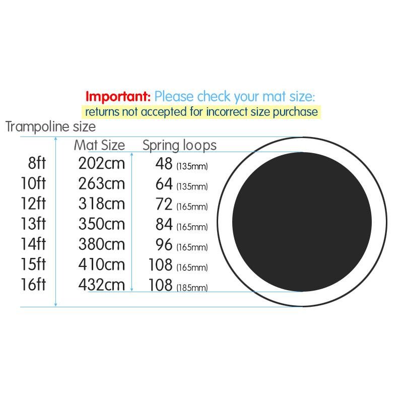 New 16ft Replacement Trampoline Mat Jumping Round Outdoor Spring Loops