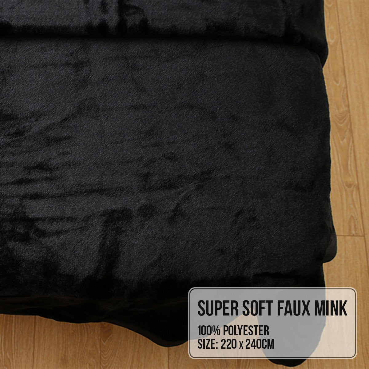 Laura Hill Faux Mink Blanket 800GSM Heavy Double-Sided - Black
