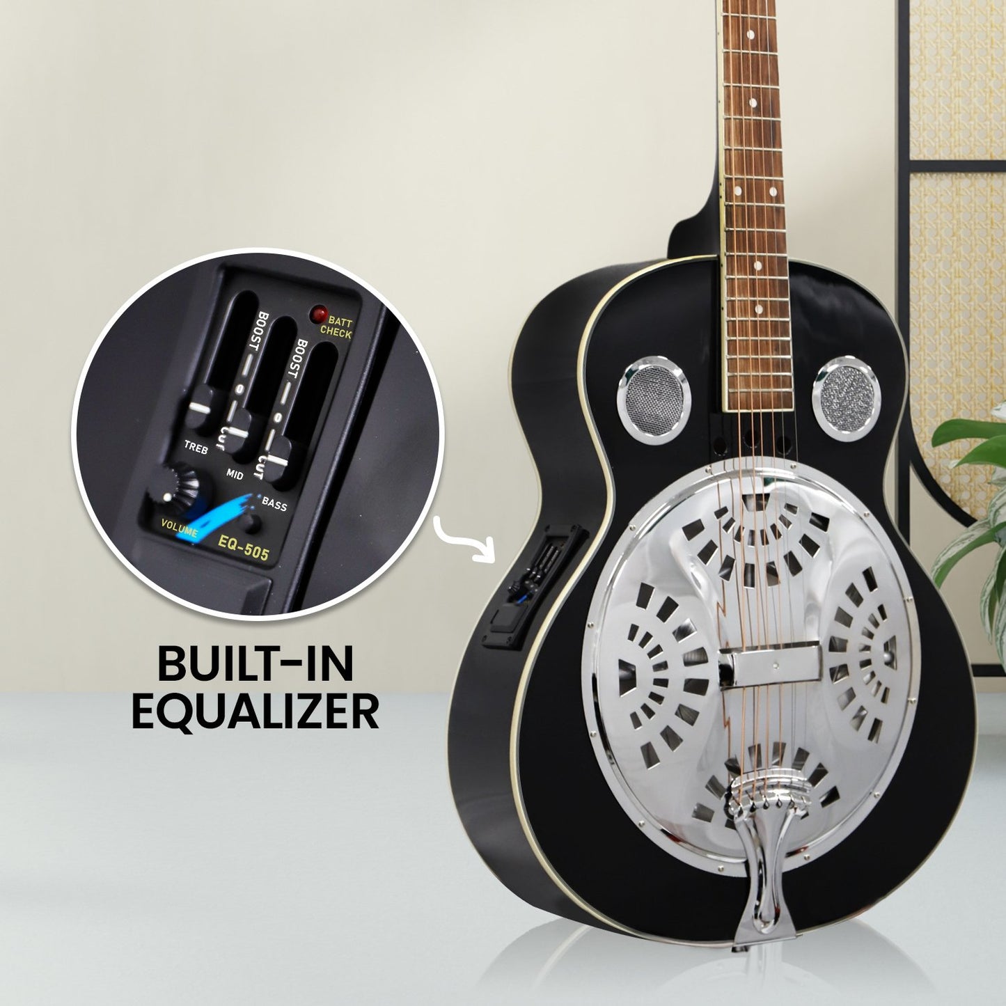 Karrera 40in Resonator Guitar - Black