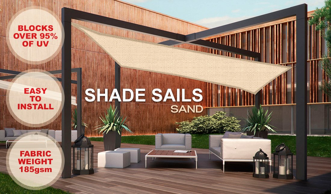 Wallaroo Square Shade Sail 5m x 5m - Sand