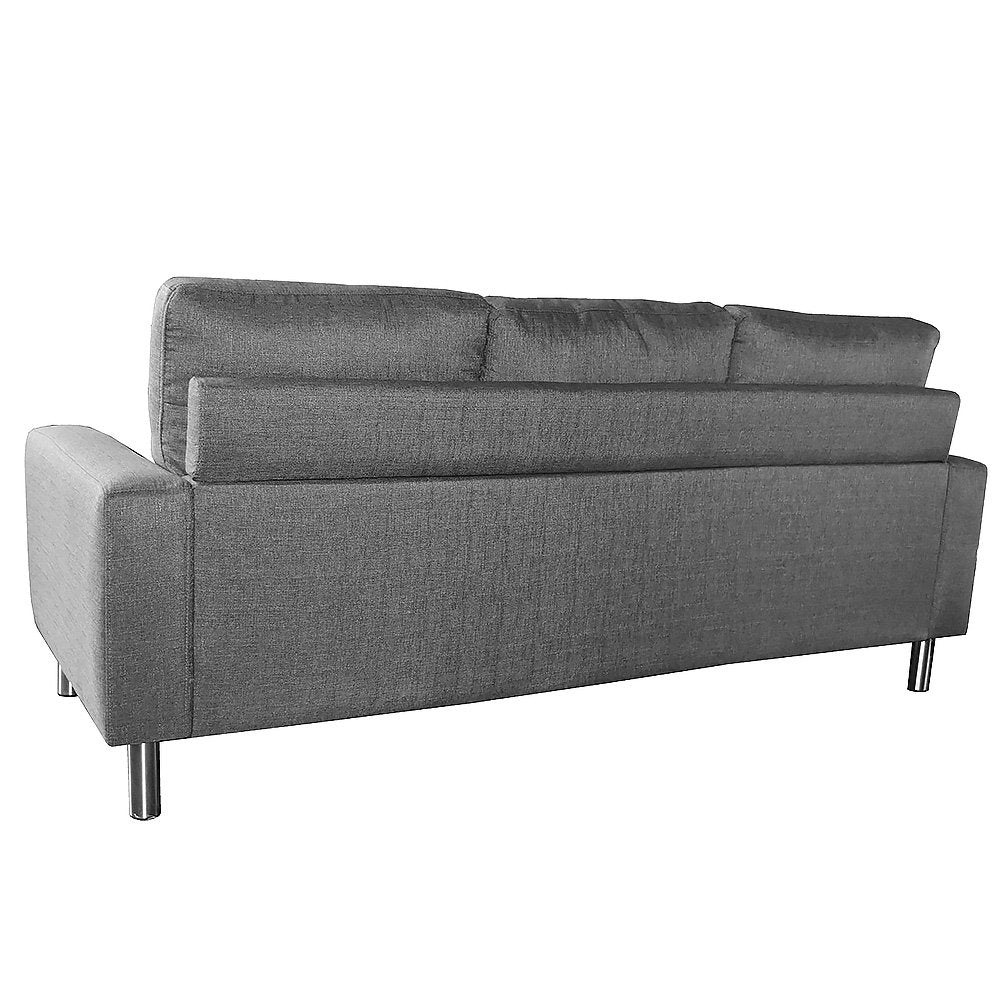 Sarantino Linen Corner Sofa Couch Lounge Chaise with Metal Legs - Grey