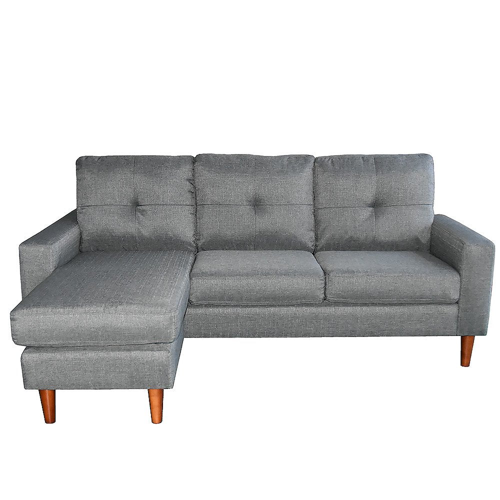 Sarantino Linen Corner Sofa Couch Lounge Adjustable Chaise - Grey