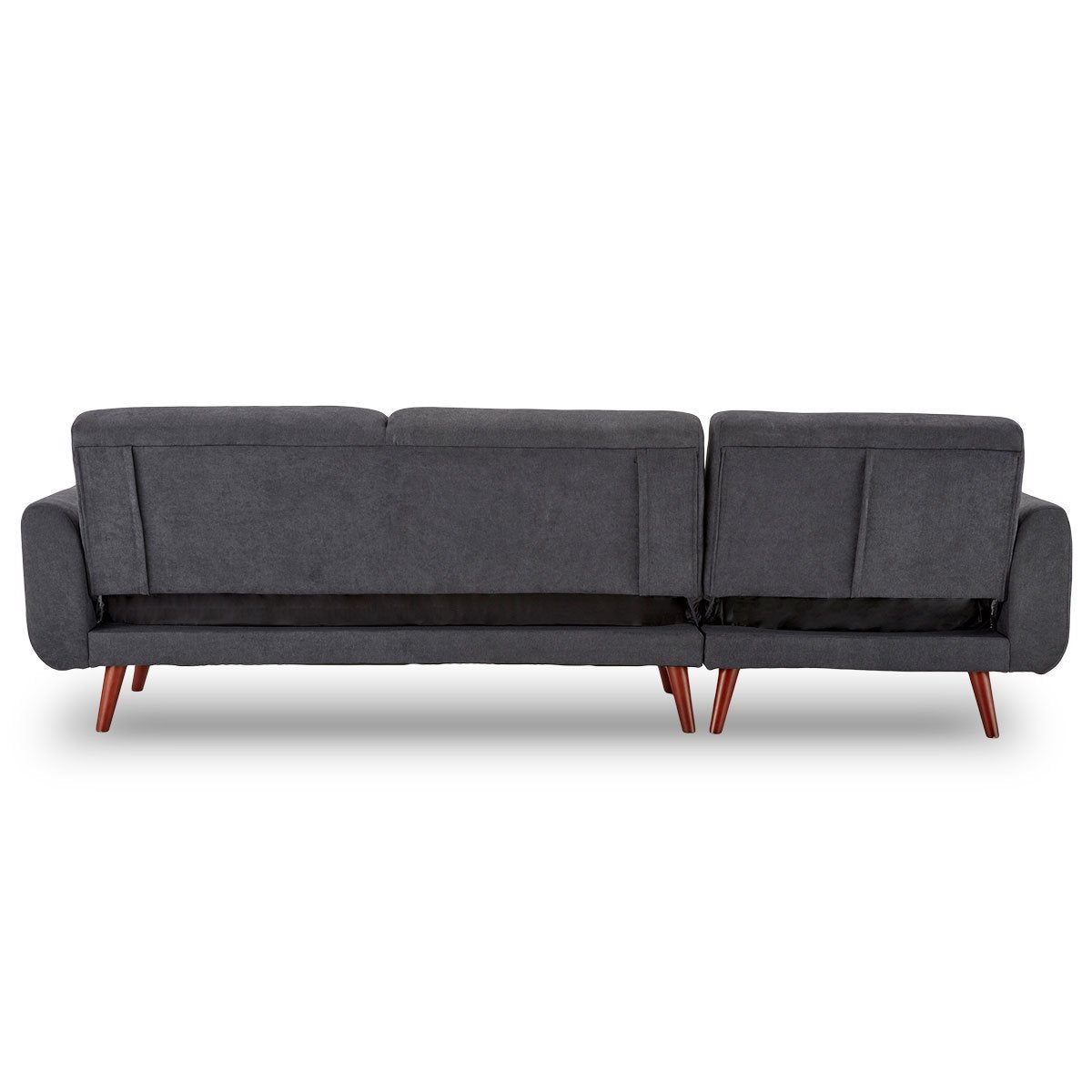 Sarantino Faux Velvet Sofa Bed Couch Lounge Chaise Cushions Dark Grey