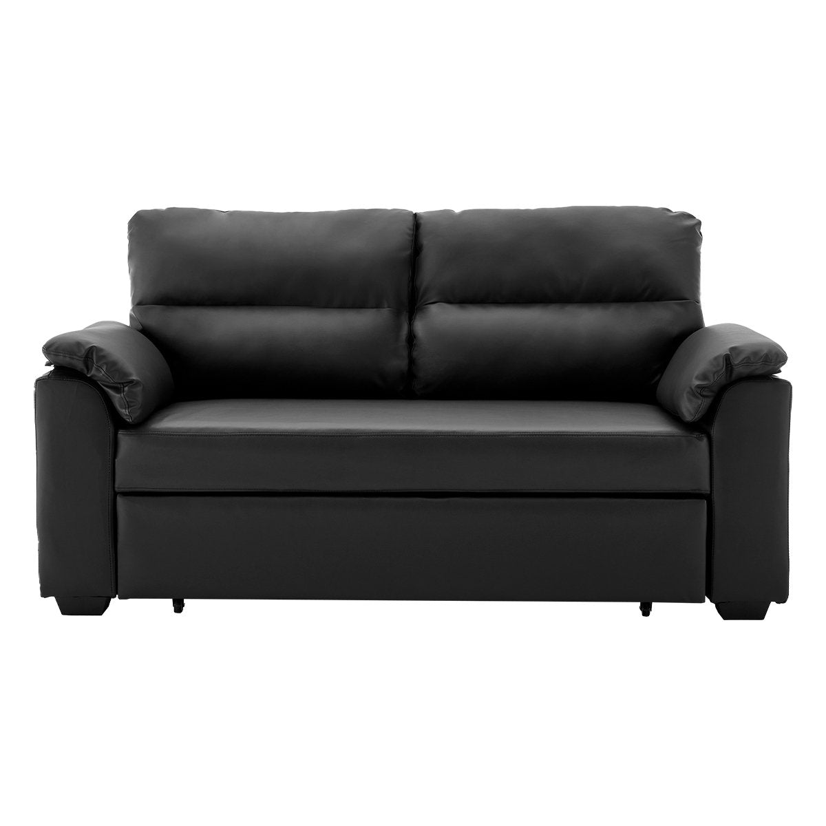 Sarantino Faux Leather Sofa Bed Couch Lounge - Black