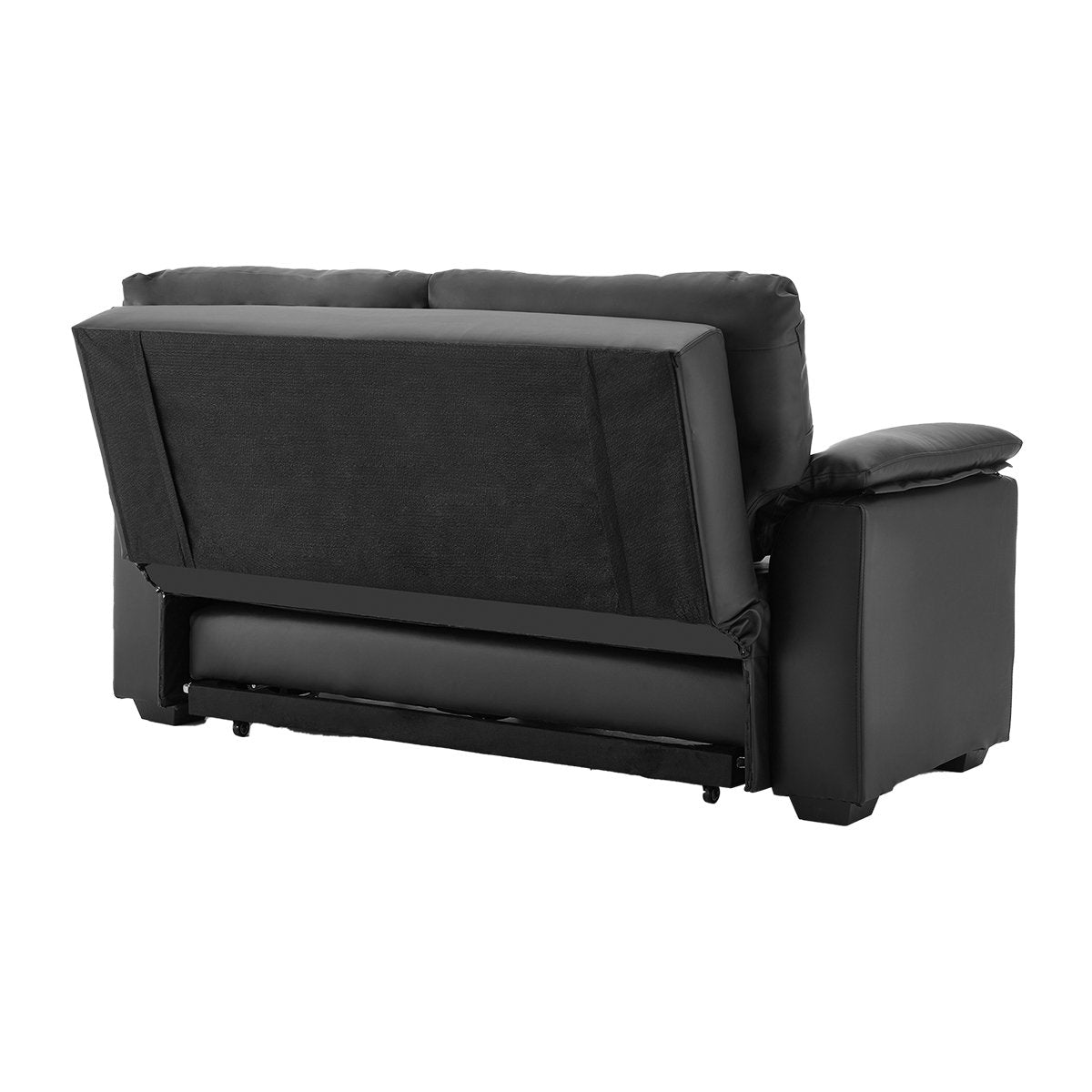 Sarantino Faux Leather Sofa Bed Couch Lounge - Black