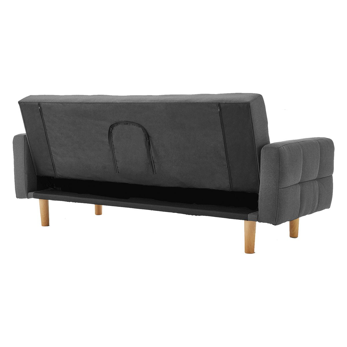 Sarantino 3-Seater Fabric Sofa Bed Futon - Dark Grey