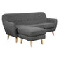 Linen Corner Wooden Sofa Couch Lounge L-shaped with Chaise - Dark Grey