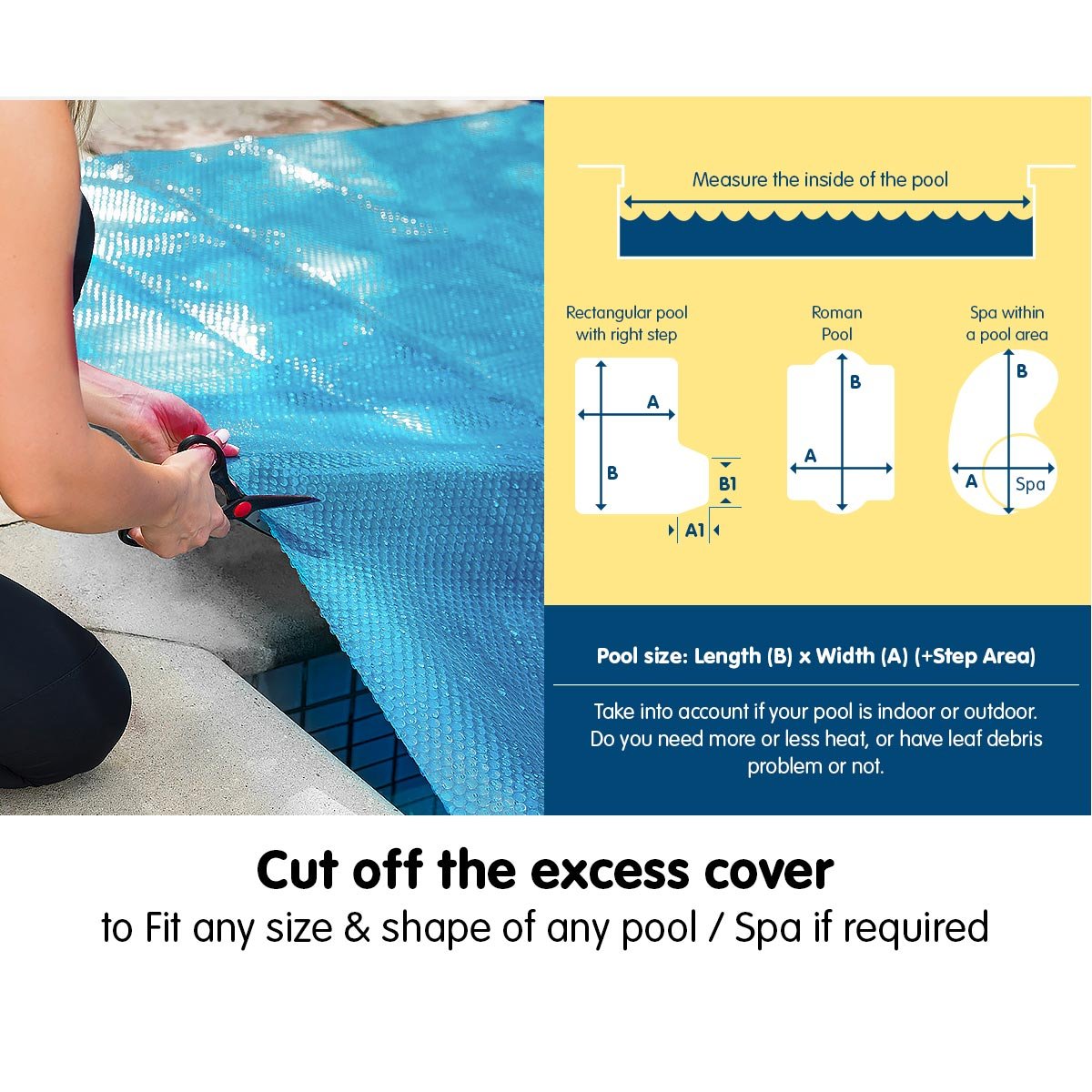 Hydroactive 400 Micron Solar Swimming Pool Cover 8.5m x4.2m - Blue