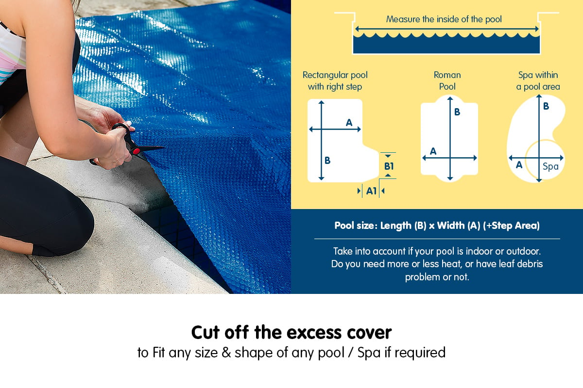 400 Micron Solar Swimming Pool Cover -  Blue/Silver 6m x 3.2m