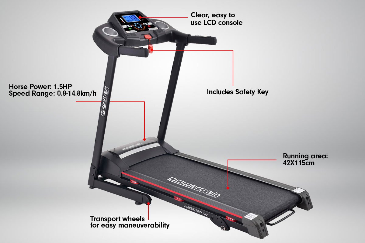Powertrain V30 Foldable Treadmill Manual Incline Home Gym Cardio