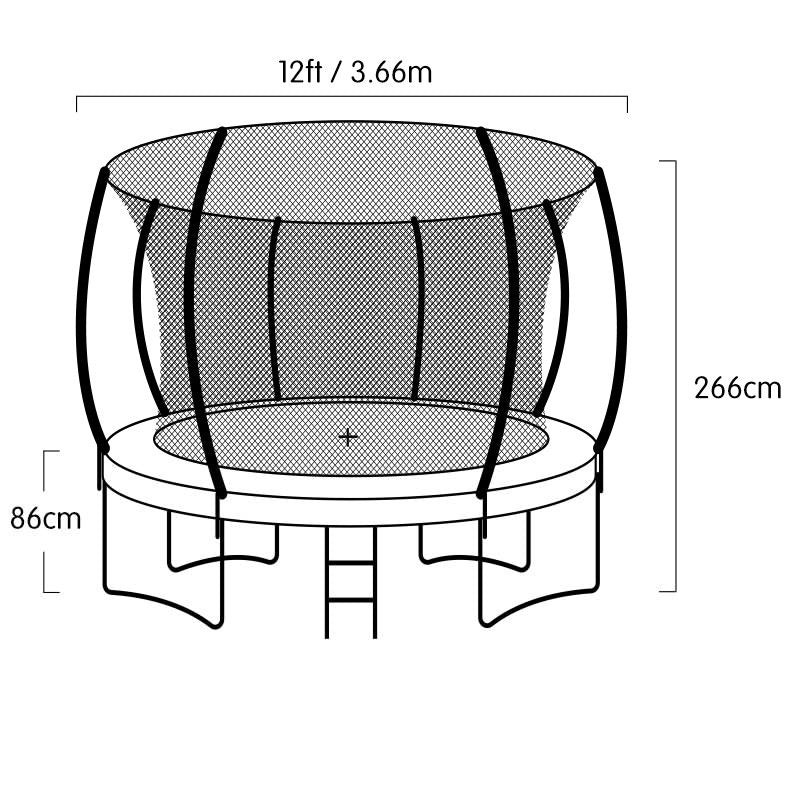 Kahuna Trampoline 12 ft with Basketball set - Rainbow